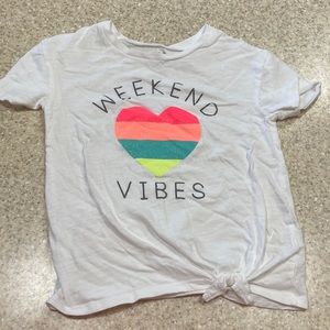 🌖 Carter’s 6/6x white short sleeve shirt weekend vibes heart glitter